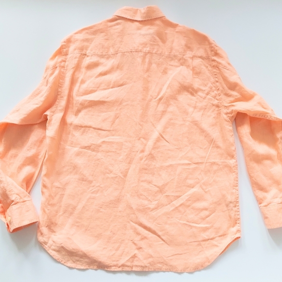 Tommy Bahama Men's Size Large Long Sleeve Linen Button Up Shirt Coral Orange - Picture 7 of 8